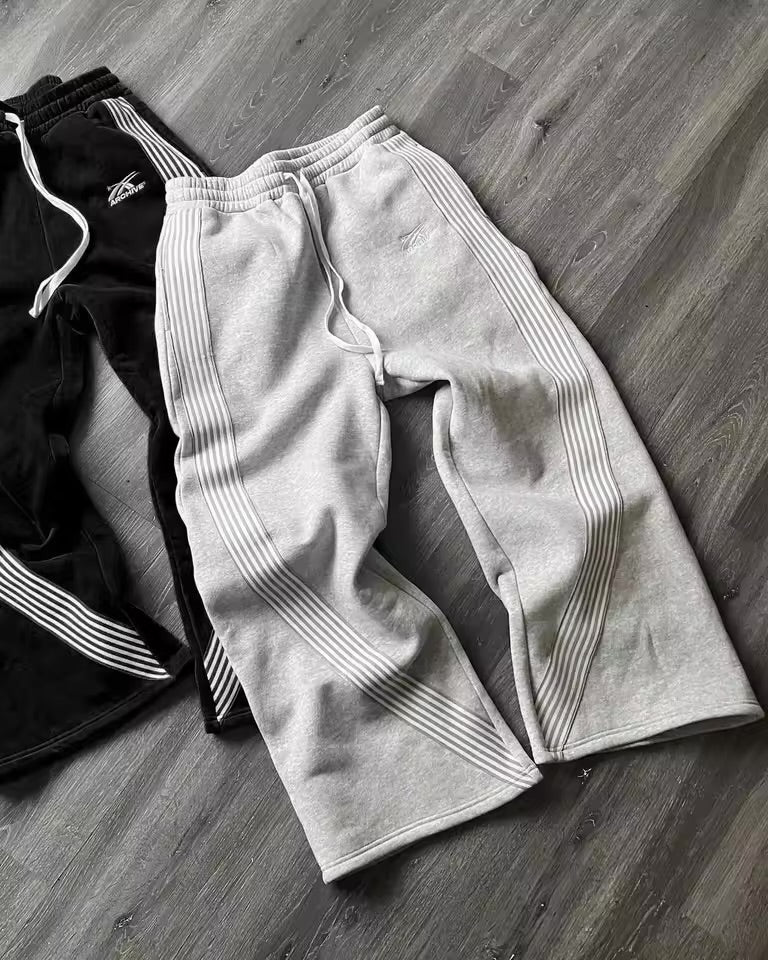 Pantalon brodé gris décontracté Y2k, pantalon de course en dentelle avec lustre, tactique fonctionnelle