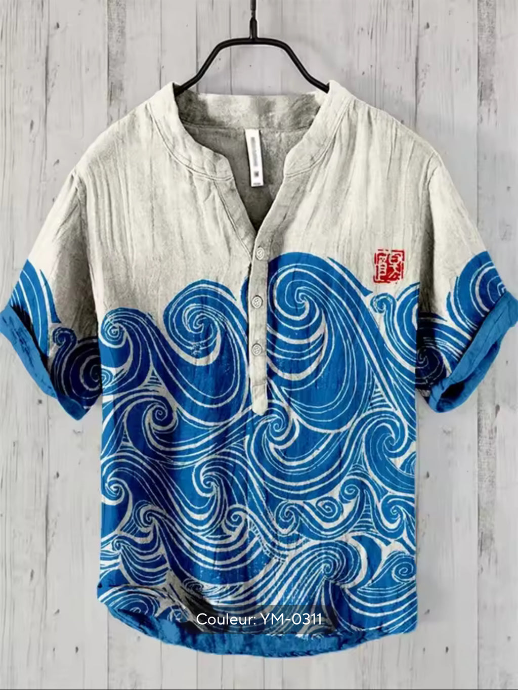 Offre spéciale Henry chemise 2025 été hommes décontracté à manches courtes T-shirt imprimé floral haut lin mélange tissu confortable taille XS-6XL