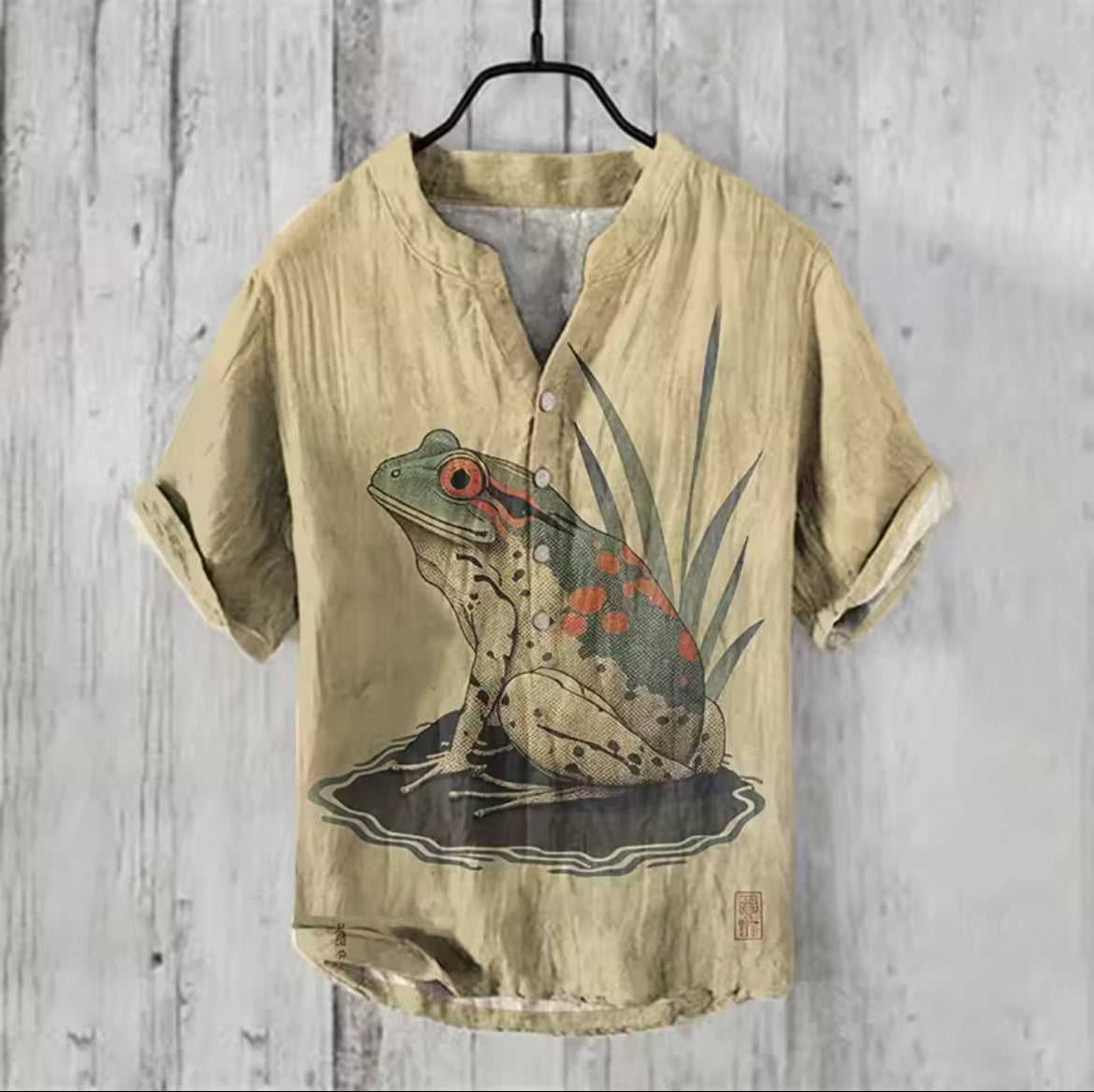 Offre spéciale Henry chemise 2025 été hommes décontracté à manches courtes T-shirt imprimé floral haut lin mélange tissu confortable taille XS-6XL