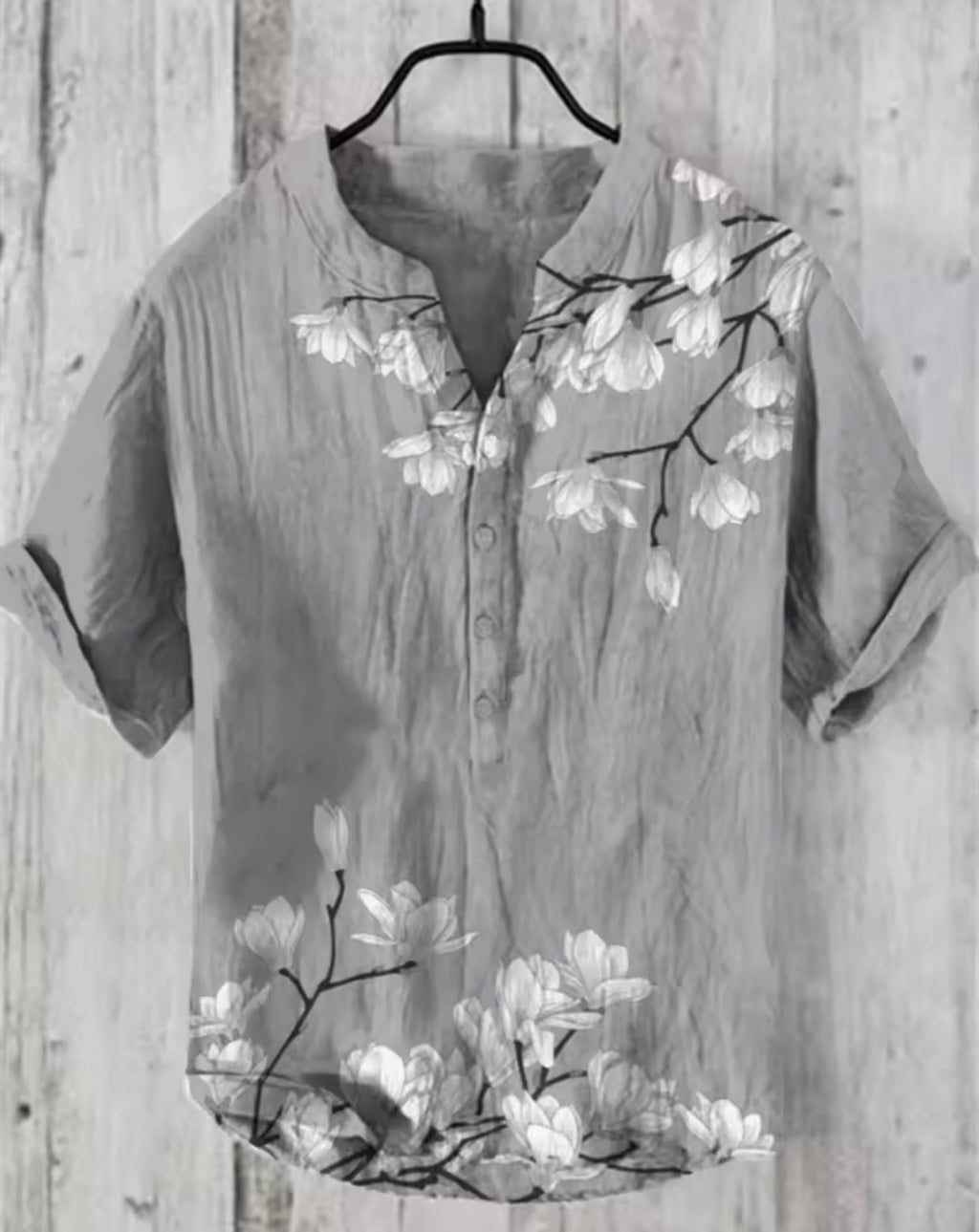 Offre spéciale Henry chemise 2025 été hommes décontracté à manches courtes T-shirt imprimé floral haut lin mélange tissu confortable taille XS-6XL