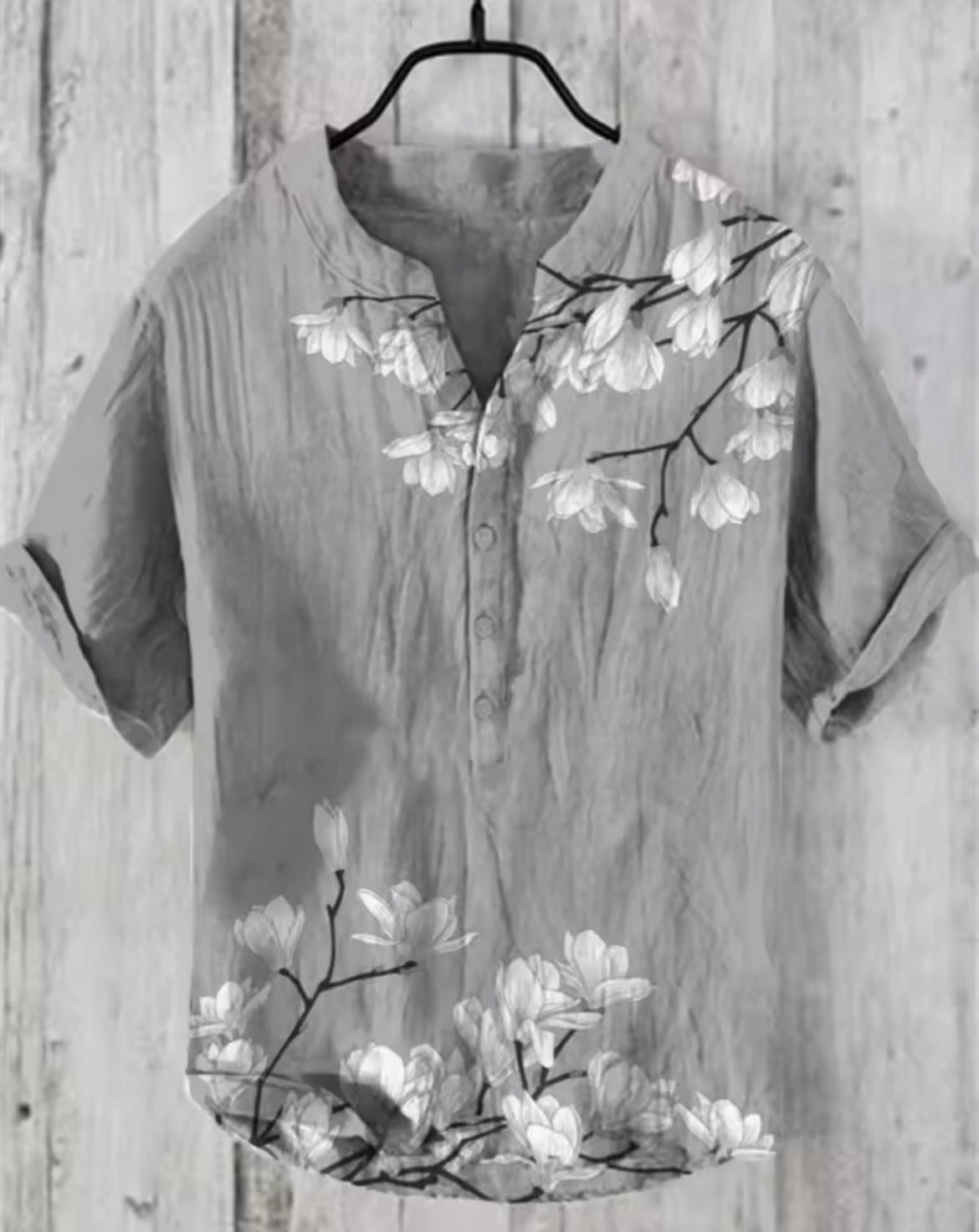 Offre spéciale Henry chemise 2025 été hommes décontracté à manches courtes T-shirt imprimé floral haut lin mélange tissu confortable taille XS-6XL