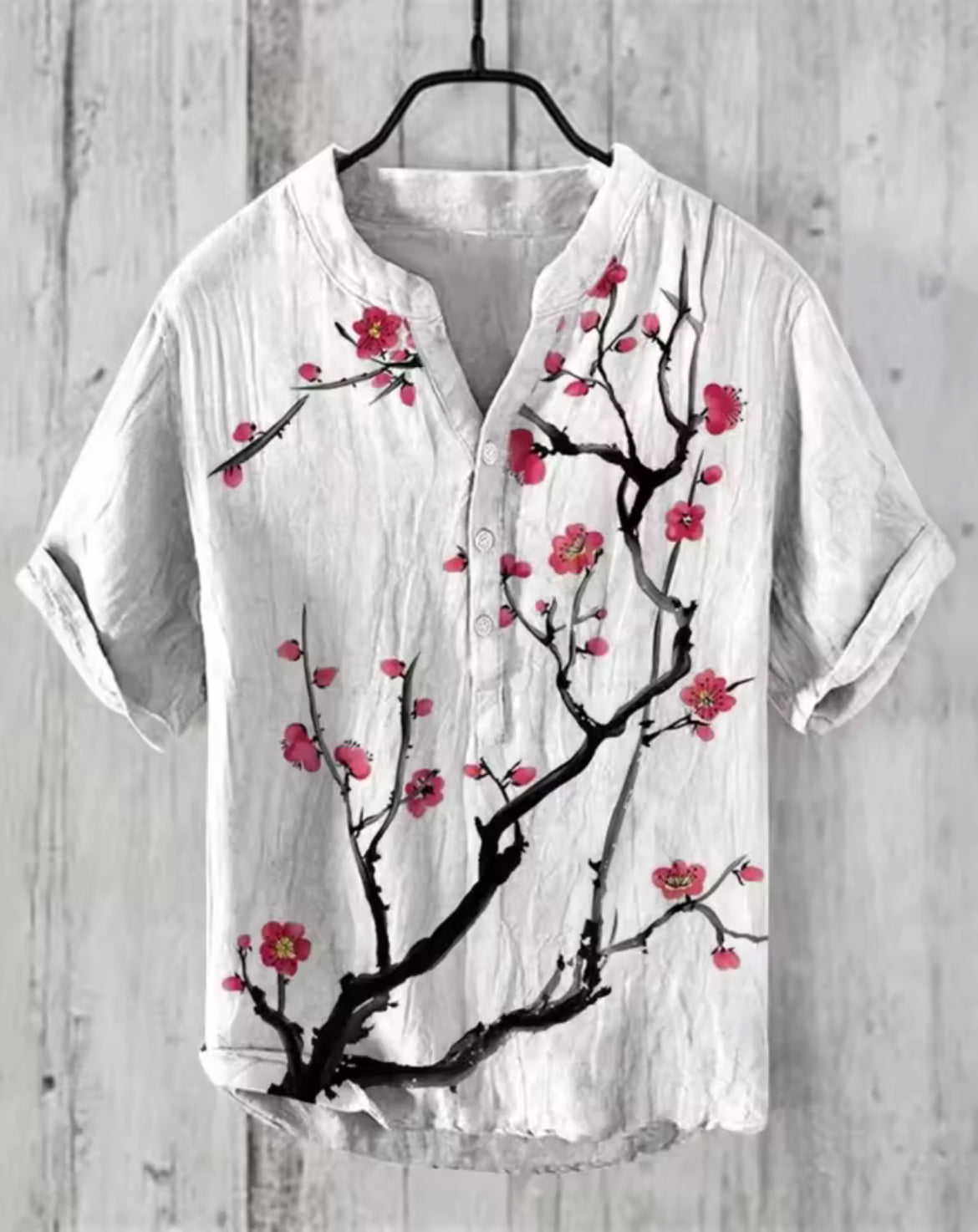 Offre spéciale Henry chemise 2025 été hommes décontracté à manches courtes T-shirt imprimé floral haut lin mélange tissu confortable taille XS-6XL